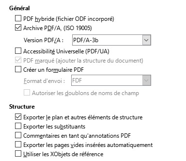 parametrage PDFA