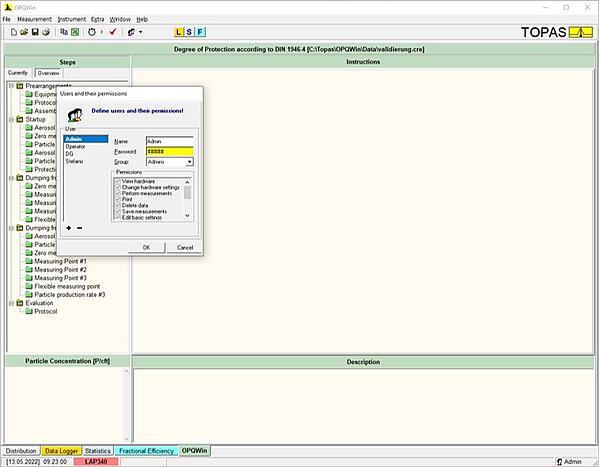 Software para la medición del grado de protección OPQWin