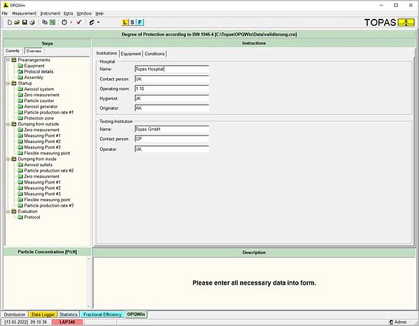Software para la medición del grado de protección OPQWin