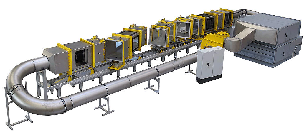 Banco de pruebas para filtros de turbinas de gas GTS 114, vista lateral