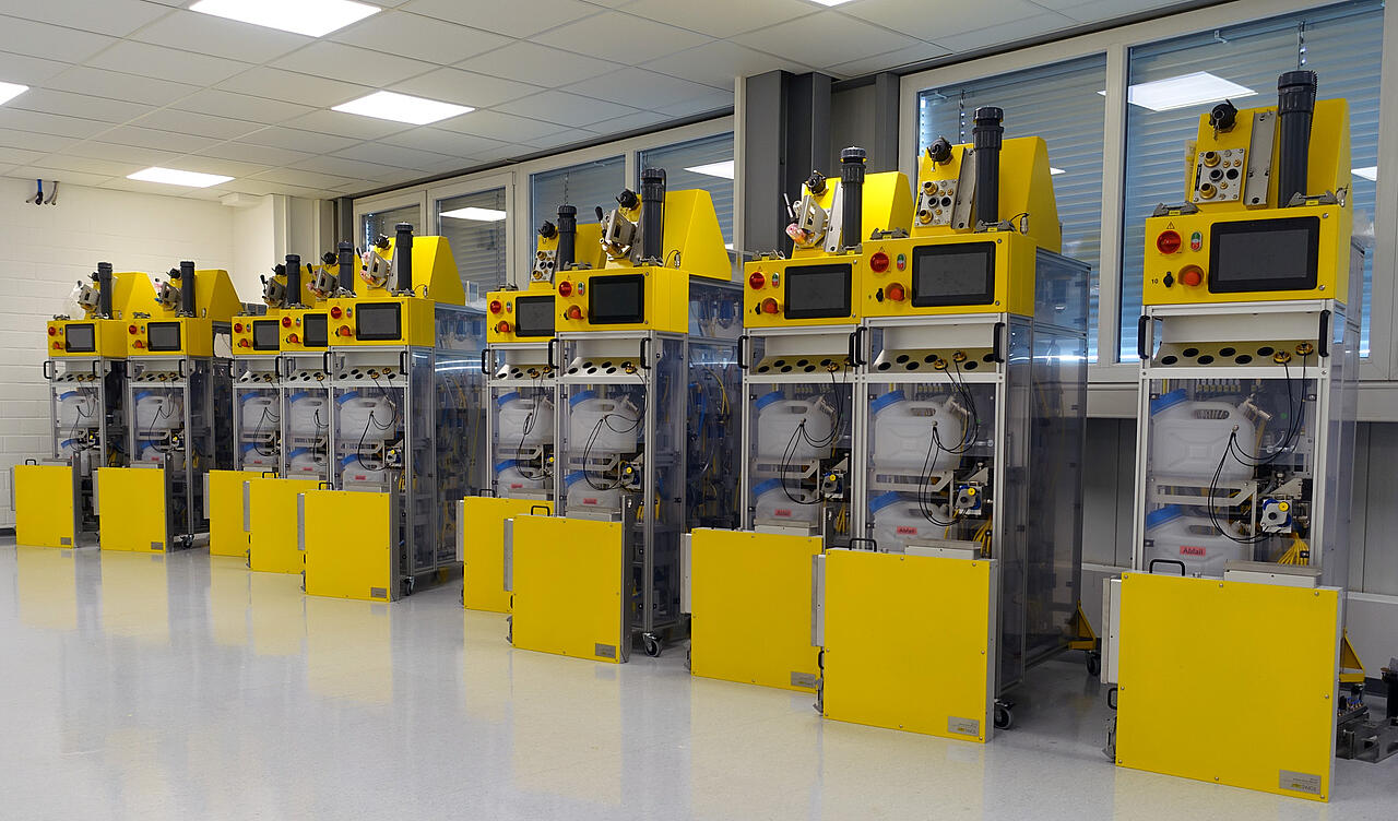 Serie de sistemas de ensayo idénticos para la comprobación en producción de filtros de ventilación