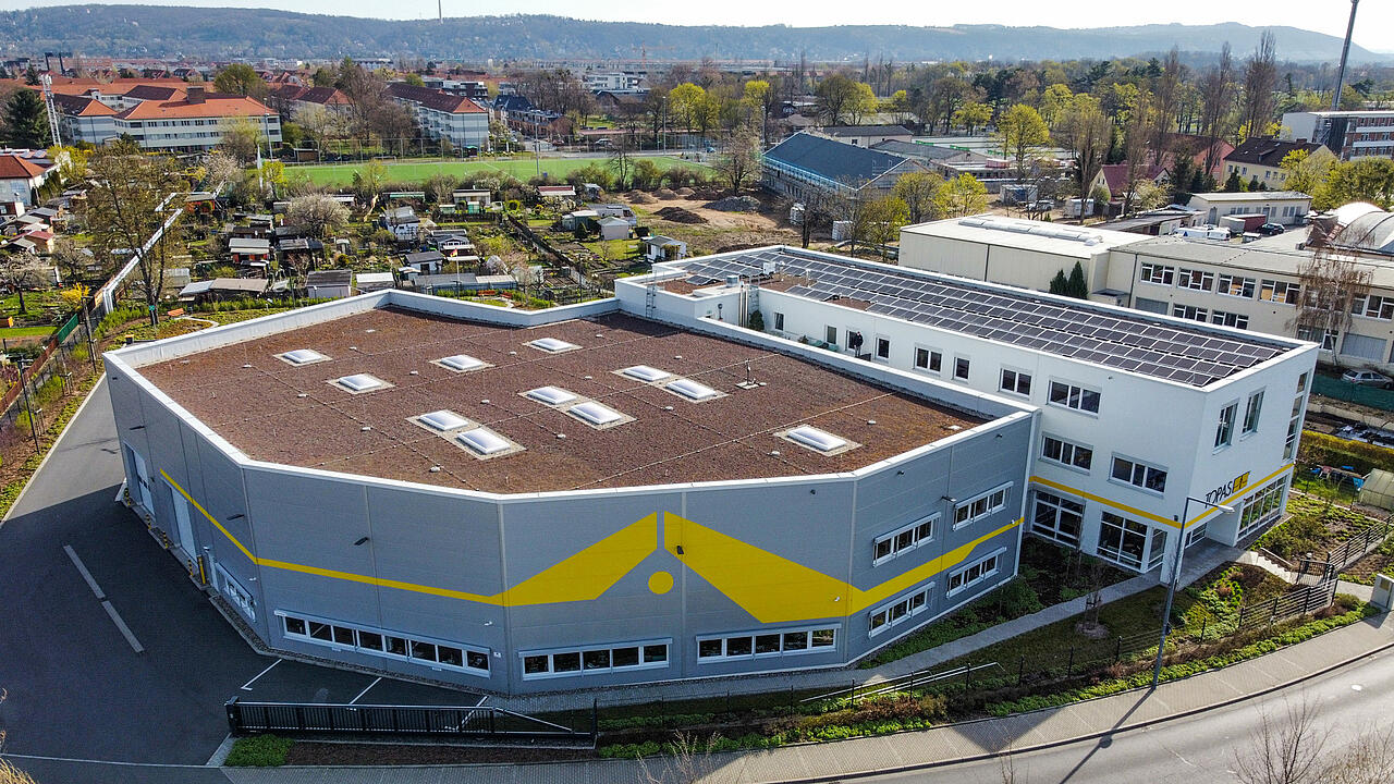 Vista aérea de la planta solar de Topas GmbH